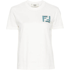 Kaos Pendek FENDI dengan Motif Gambar/Cetak, Cocok untuk Pria dan WanitaF-20
