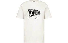 Kaos Pendek DIOR dengan Motif Gambar/Cetak, Cocok untuk Pria dan Wanita -D-07