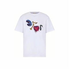 Kaos Pendek DIOR dengan Motif Gambar/Cetak, Cocok untuk Pria dan Wanita  -D-22