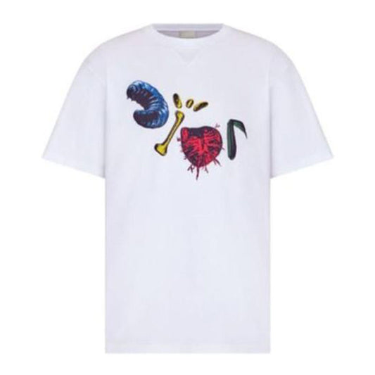 Kaos Pendek DIOR dengan Motif Gambar/Cetak, Cocok untuk Pria dan Wanita  -D-15
