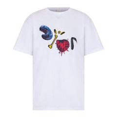 Kaos Pendek DIOR dengan Motif Gambar/Cetak, Cocok untuk Pria dan Wanita  -D-22
