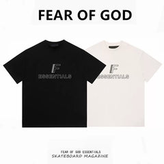 ESSENTIALS FEAR OF GOD Kaos lengan pendek original merek streetwear fashion dengan model super oversized (sangat longgar).FG-9713