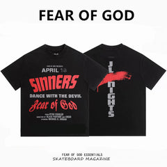 ESSENTIALS FEAR OF GOD Kaos lengan pendek original merek streetwear fashion dengan model super oversized (sangat longgar).FG-9711