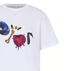 Kaos Pendek DIOR dengan Motif Gambar/Cetak, Cocok untuk Pria dan Wanita  -D-22